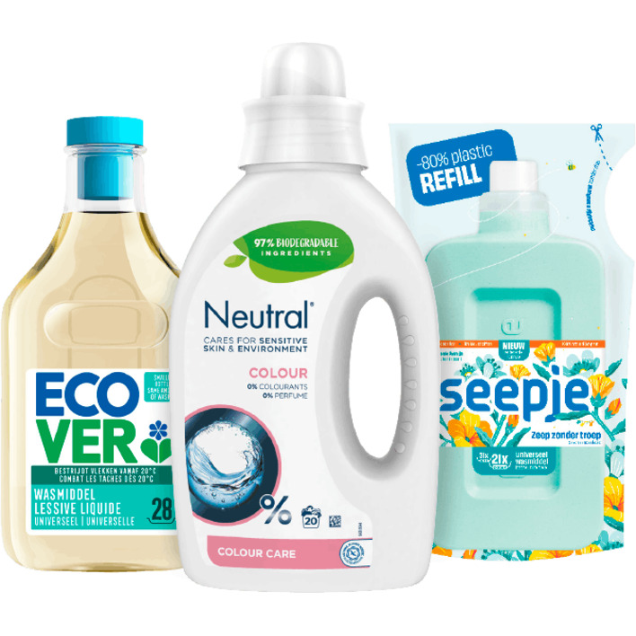 Alle ecologische en parfumvrije wasmiddelen en wasverzachters