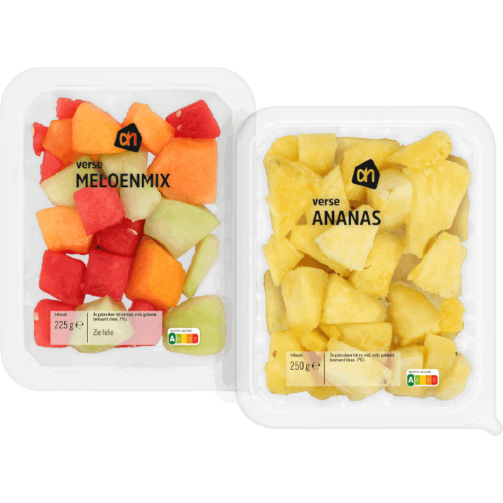 AH Verse ananas 250 gram en verse meloenmix 225 gram