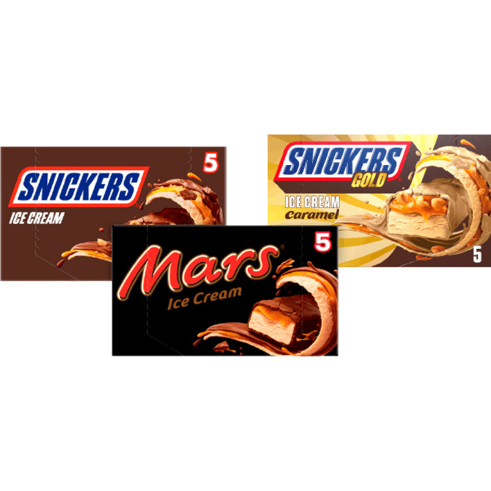 Alle Snickers en Mars ijsrepen