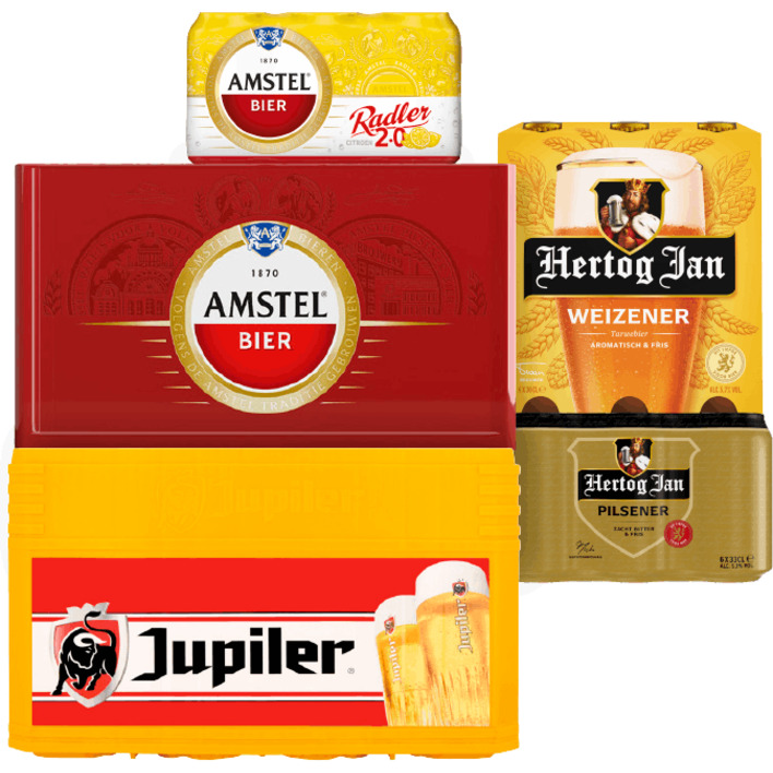 Alle Hertog Jan, Jupiler of Amstel multipacks of kratten*