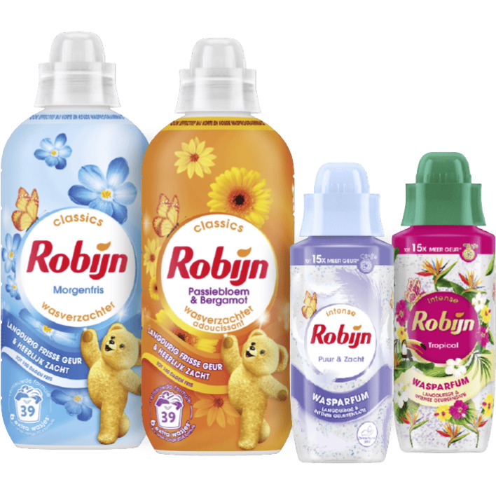Alle Robijn wasverzachters t/m 39 wasbeurten en wasparfums