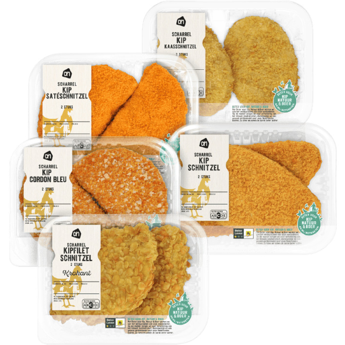 Alle AH Scharrelkipschnitzels en -kip cordon bleu 2 stuks