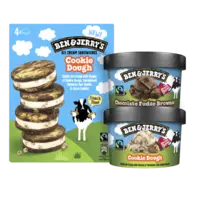 Alle Ben & Jerry's mini-pints en sandwiches