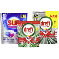 Alle Sun en Dreft vaatwascapsules en sprays