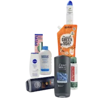 Alle A-merk bad- en doucheproducten, deodorant en handzeep