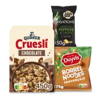 Bugles, Sensations, Duyvis, Quaker: gratis bezorging bij 12 euro