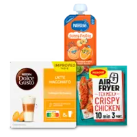 Maggi, Dolce Gusto, Little Rockets, Yogolino en Nestlé Sporty fruits: gratis levering bij 12 euro