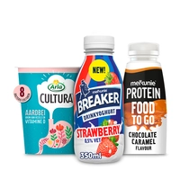 Een afbeelding van Arla, Melkunie, Starbucks en Garlan: gratis bezorging bij 10 euro