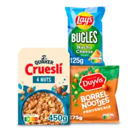 Quaker, Duyvis en Lays: gratis levering bij 12 euro