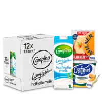 Een afbeelding van Campina, Friesche Vlag, Milner en Optimel: gratis levering bij 11 euro