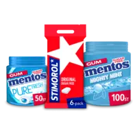 Mentos Gum en Stimorol: 2 euro korting op levering bij 2 stuks
