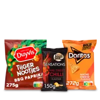 Een afbeelding van Doritos, Lays, Duyvis, Cheetos en Cruesli: gratis levering bij 12 euro