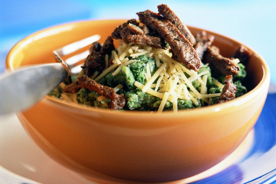 Spinaziepureepotje met Provençaalse runderreepjes