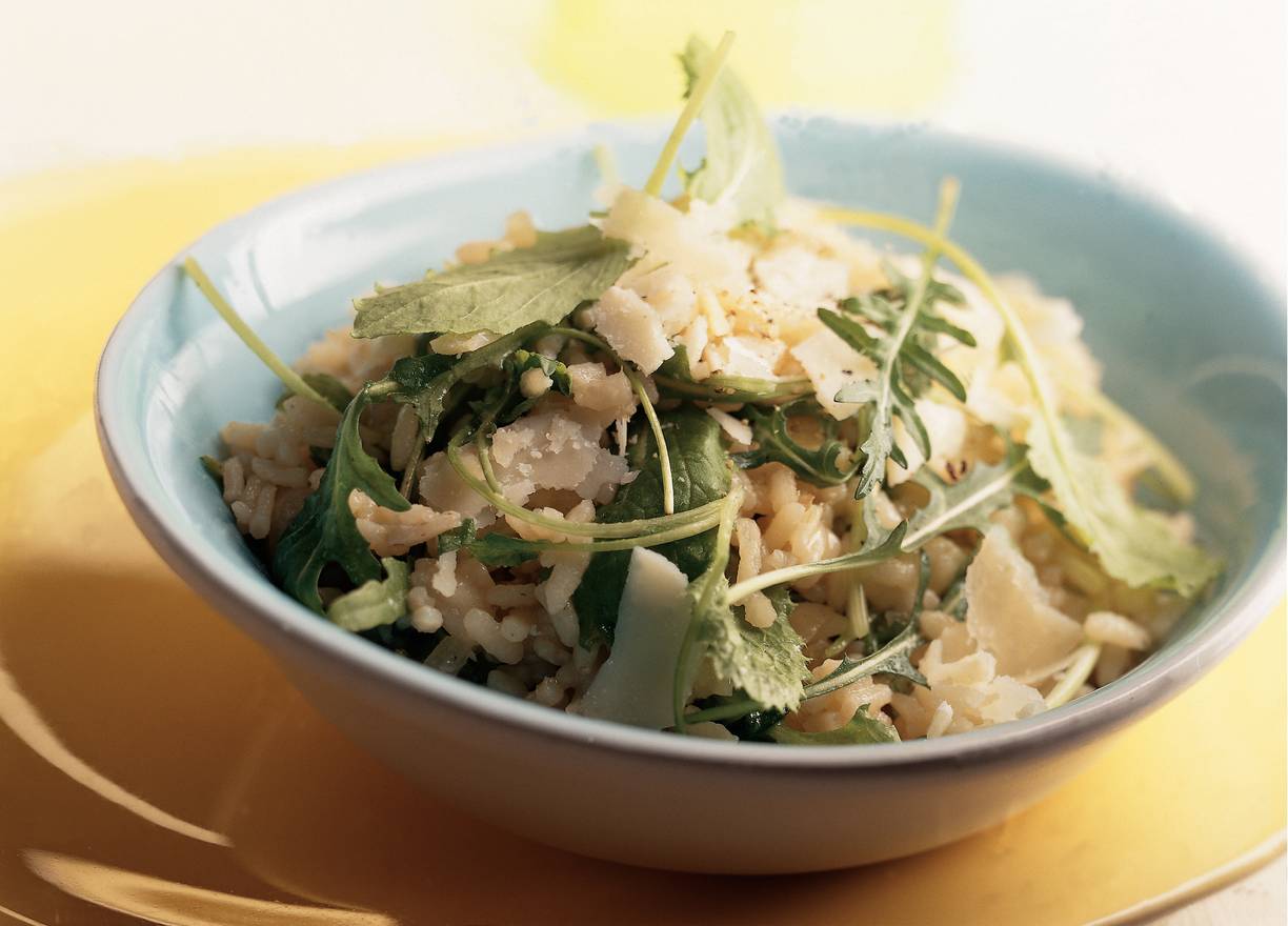 Risotto met raapstelen en rucola
