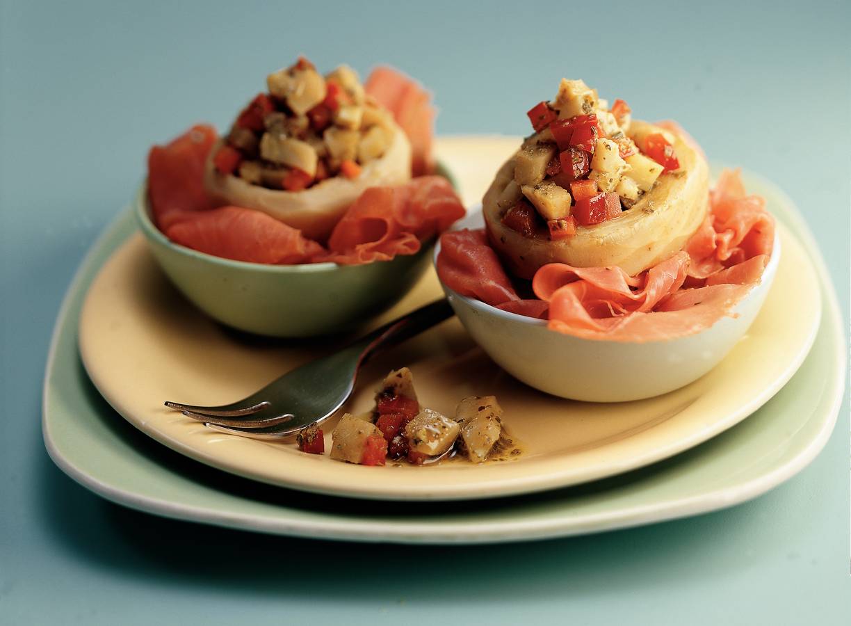 Pastrami met artisjokken-compote