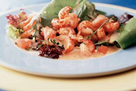 Salade van rivierkreeftjes met vanille-dressing