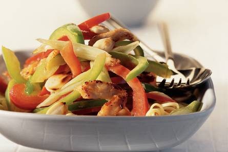 Paprika en kip in oosterse honingsaus