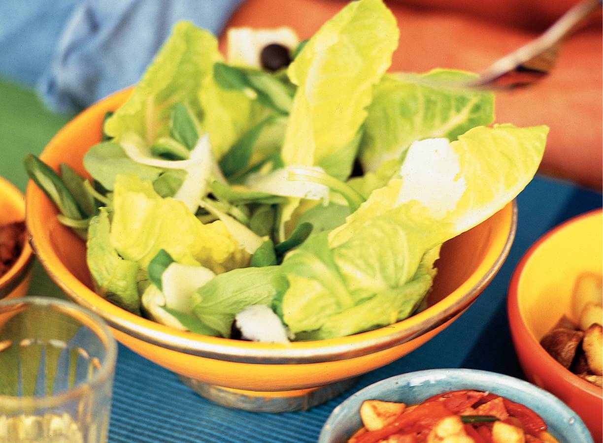 Groene salade met manchego en olijven