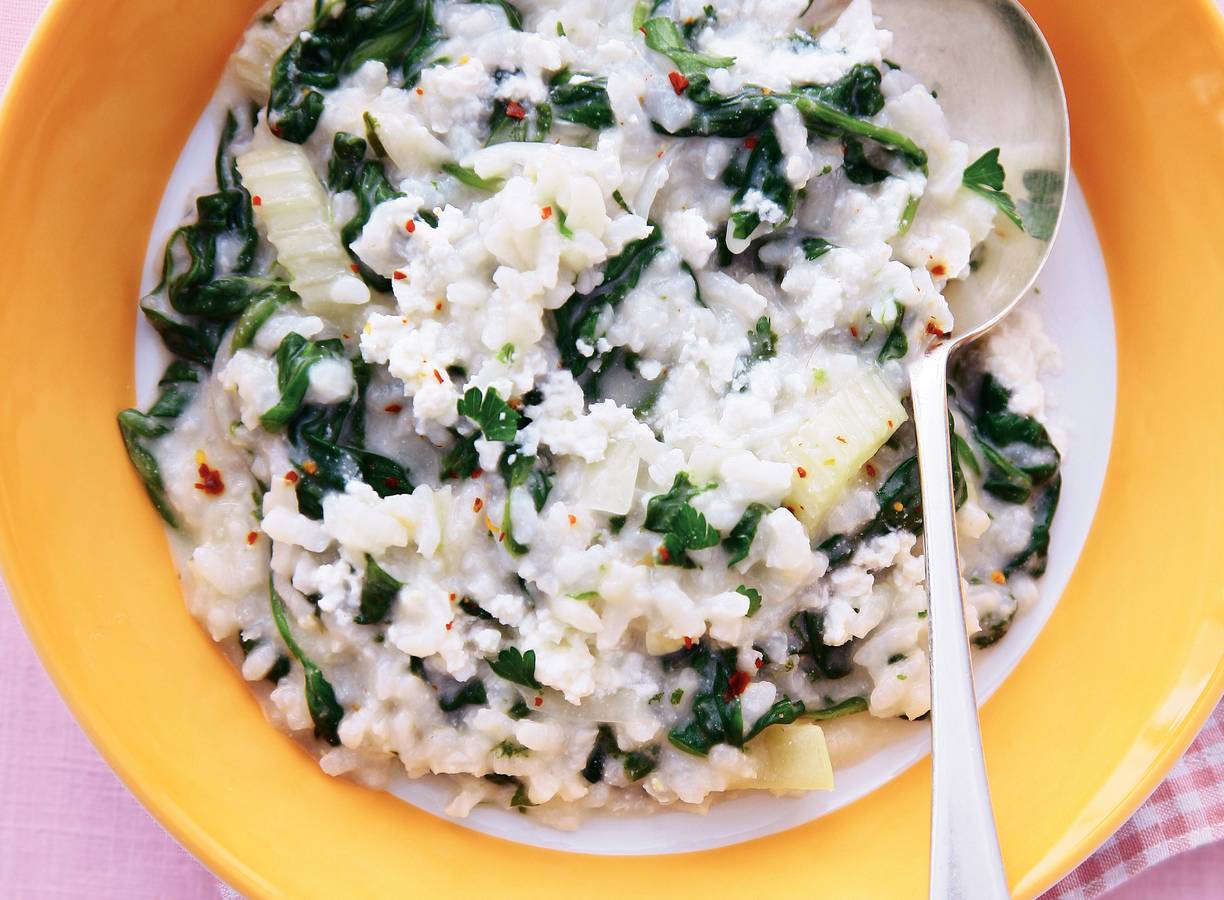 Groene risotto met ricotta