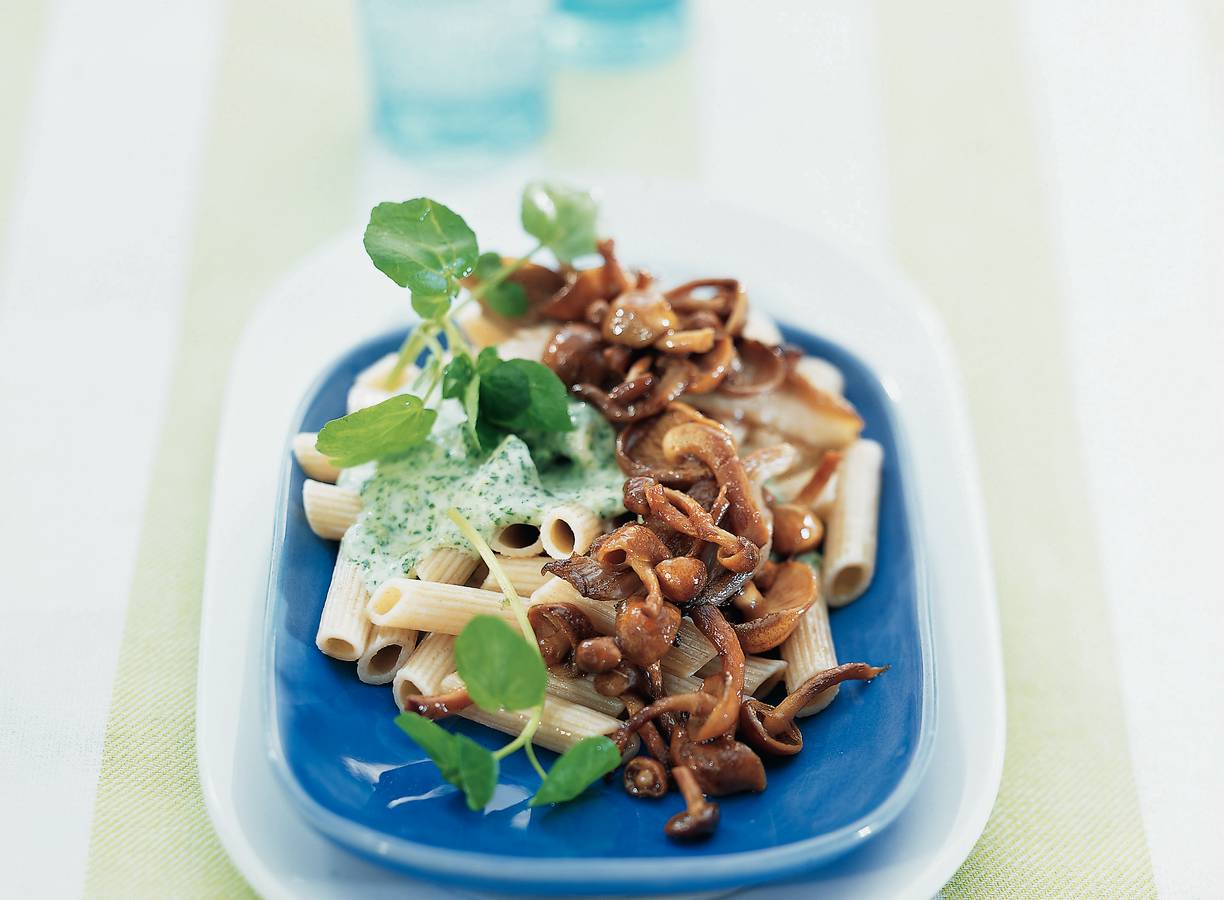 Penne rigate met gebakken paddestoelen