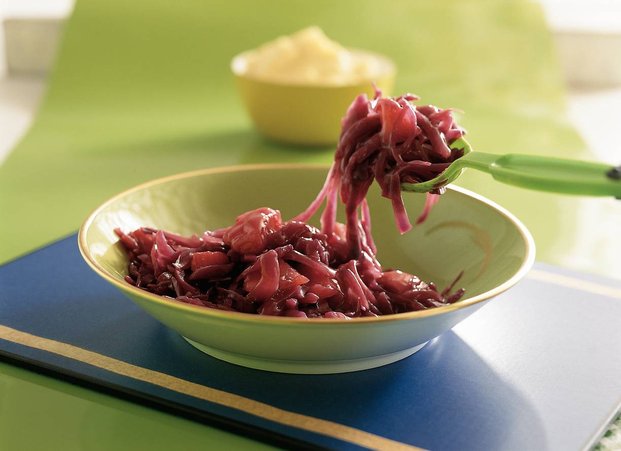 Rodekool met appelstroop en kaneel