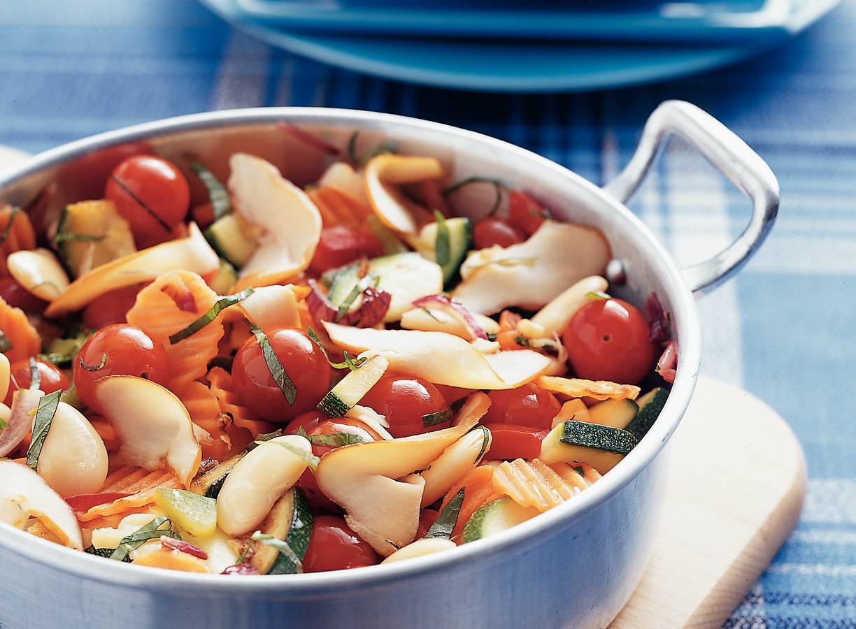 Ratatouille met limabonen en gerookte kipfilet