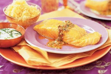 Geroosterde zalmfilet met mosterd