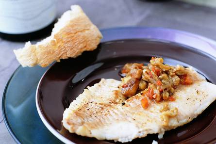 Roodbaarsfilet met auberginekaviaar