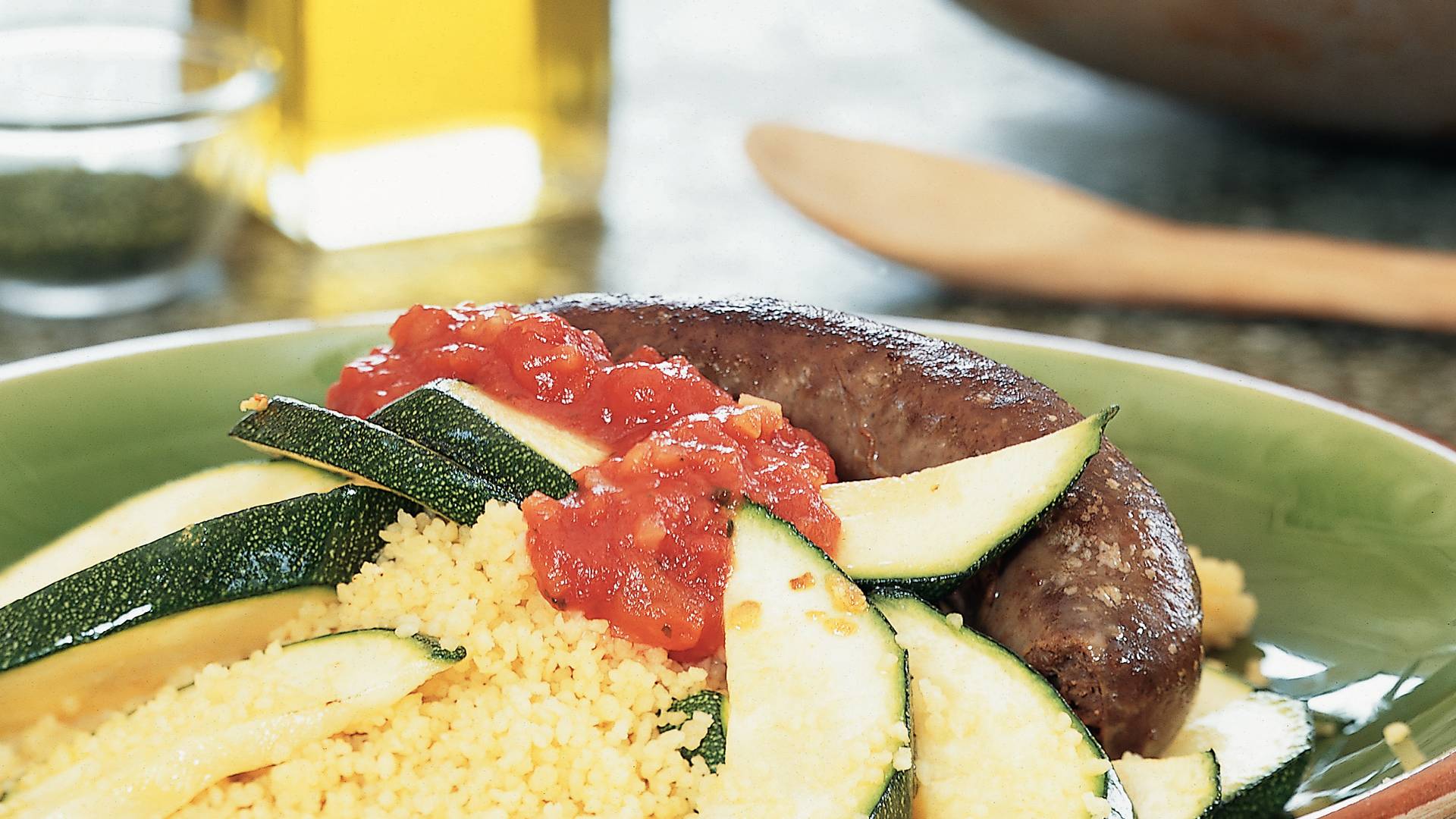 Courgette met couscous en runderworst recept Allerhande Albert Heijn