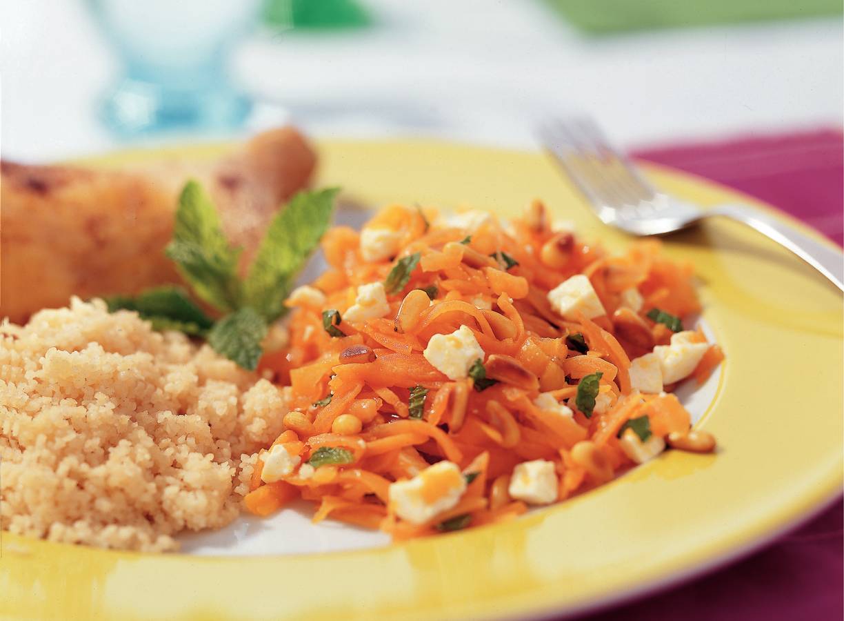 Pompoenrelish met witte kaasblokjes