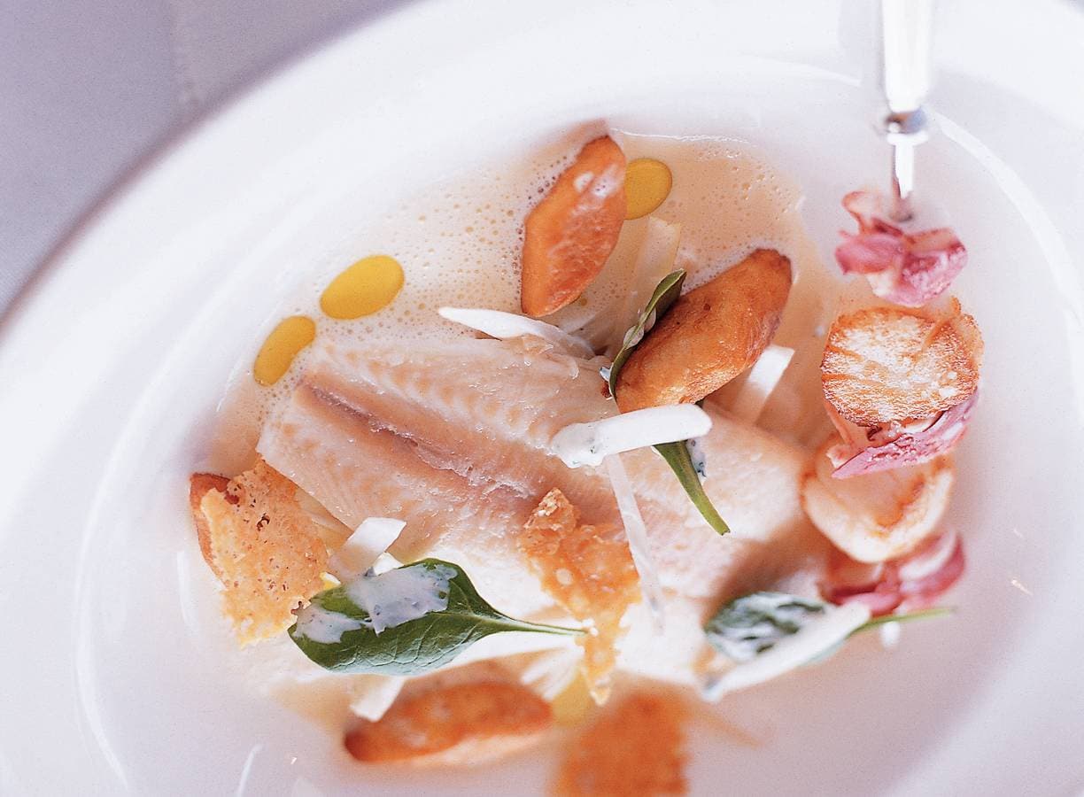 Sliptong met jus van witlof, ham en kaas