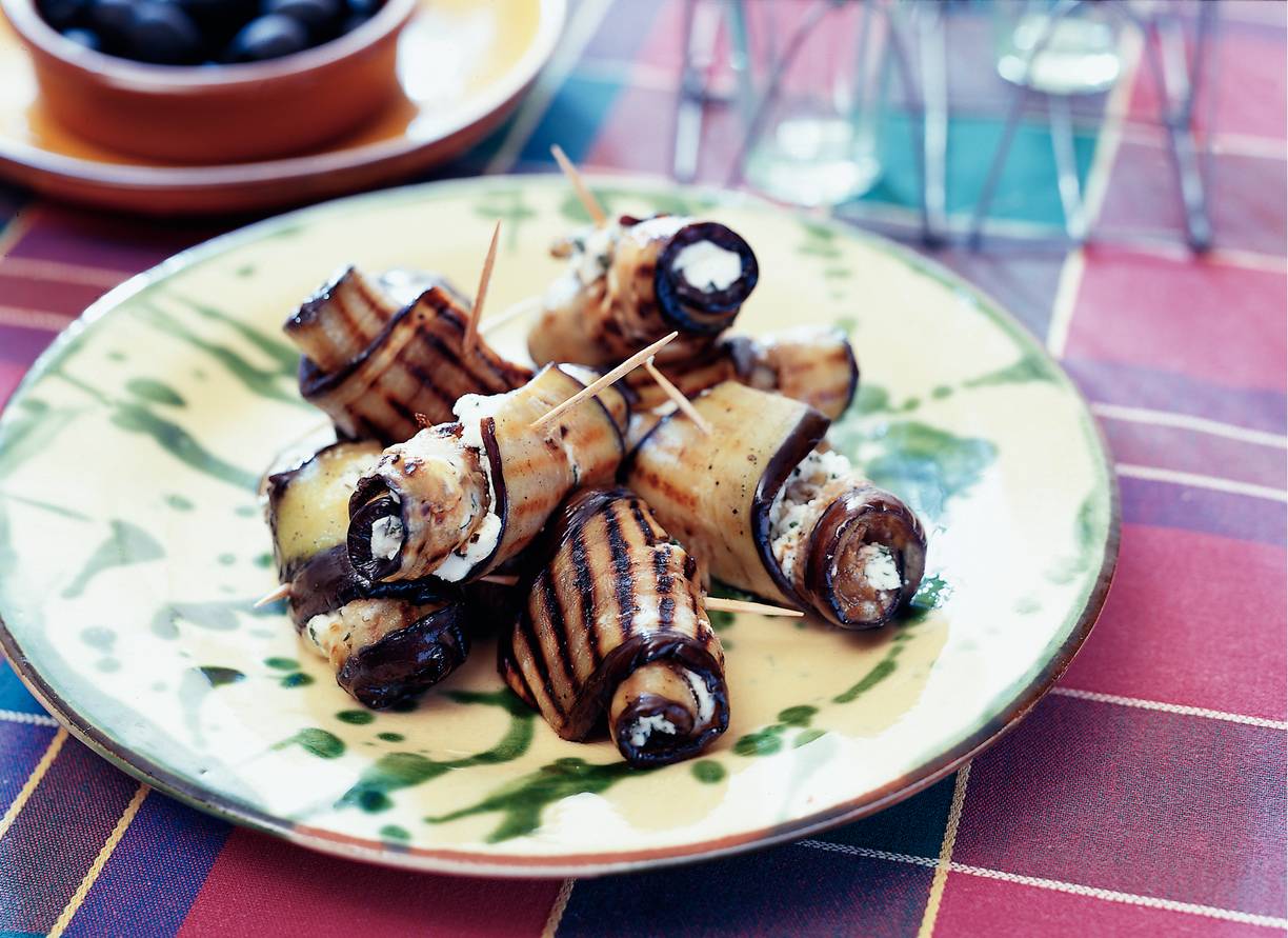 Auberginerolletjes met geitenkaas