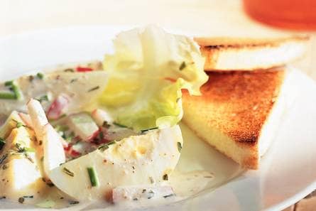 Slabladeren met eiersalade