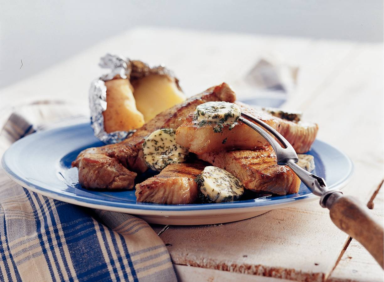 Gegrilde kalfsentrecote met salieboter