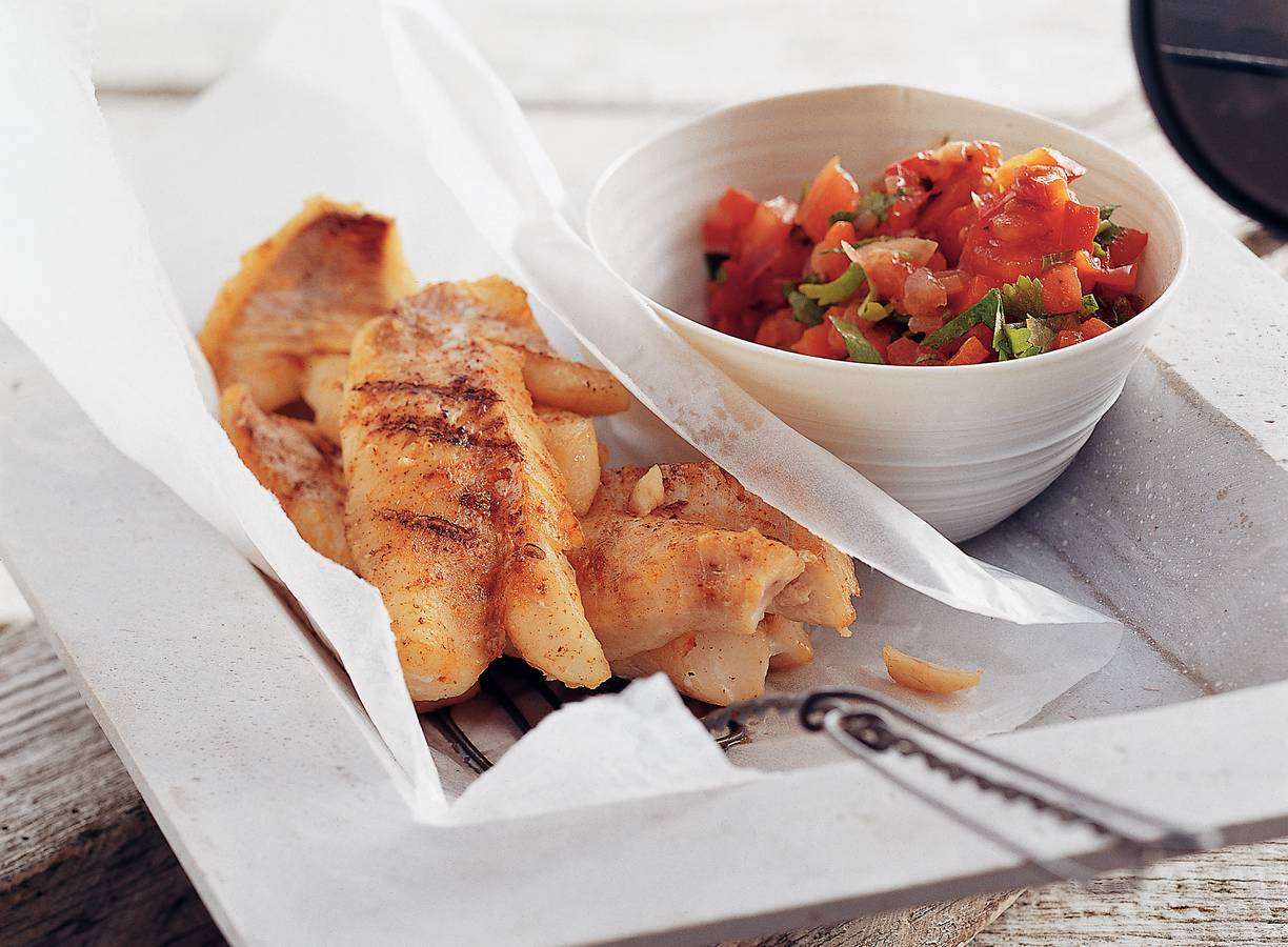 Roodbaars met gegrilde salsa