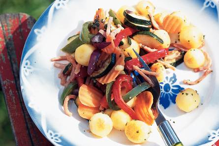 Pestokrieltjes met roerbakratatouille