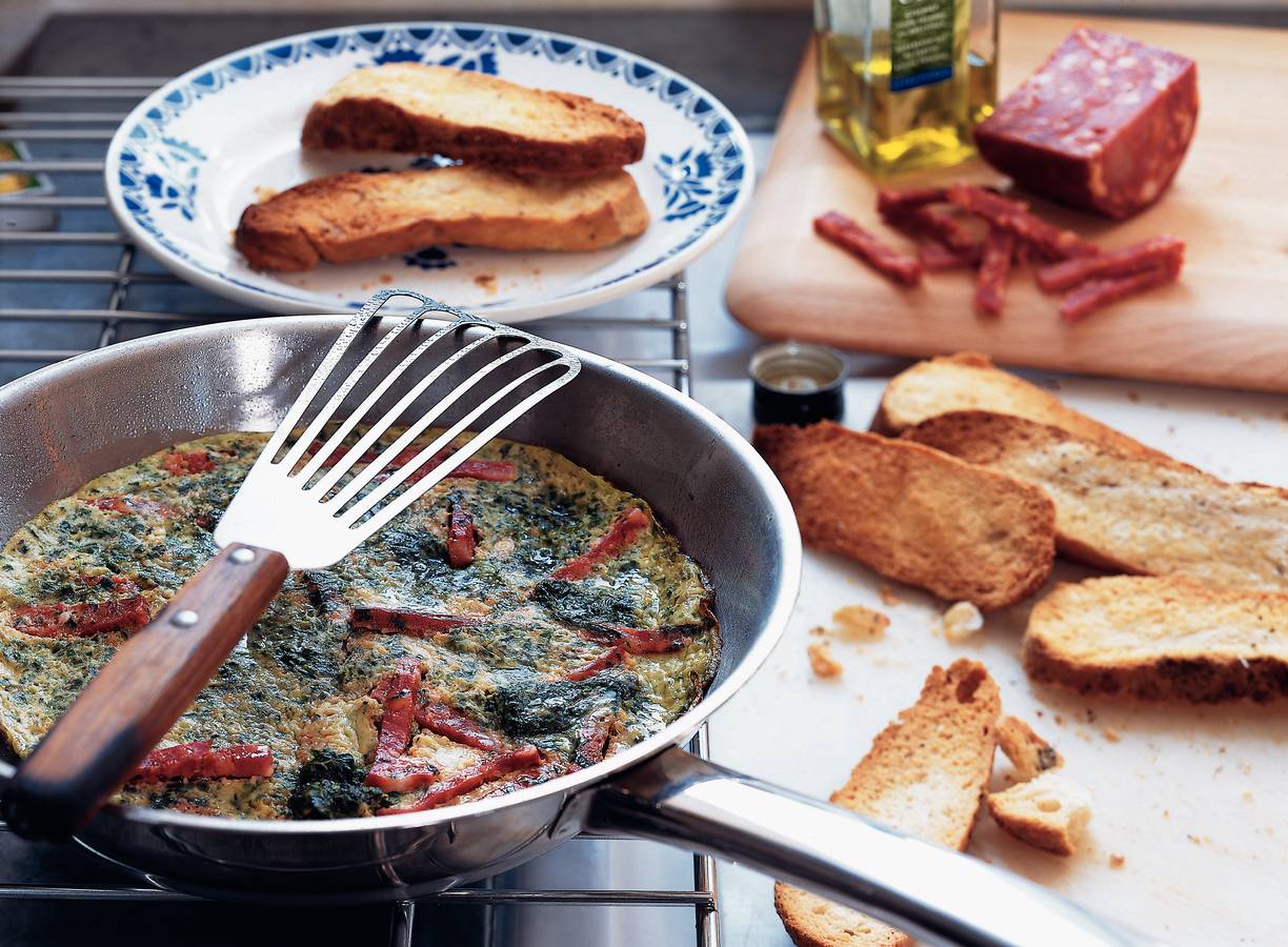Spinazie-omelet met focacciatoast