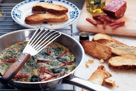Spinazie-omelet met focacciatoast