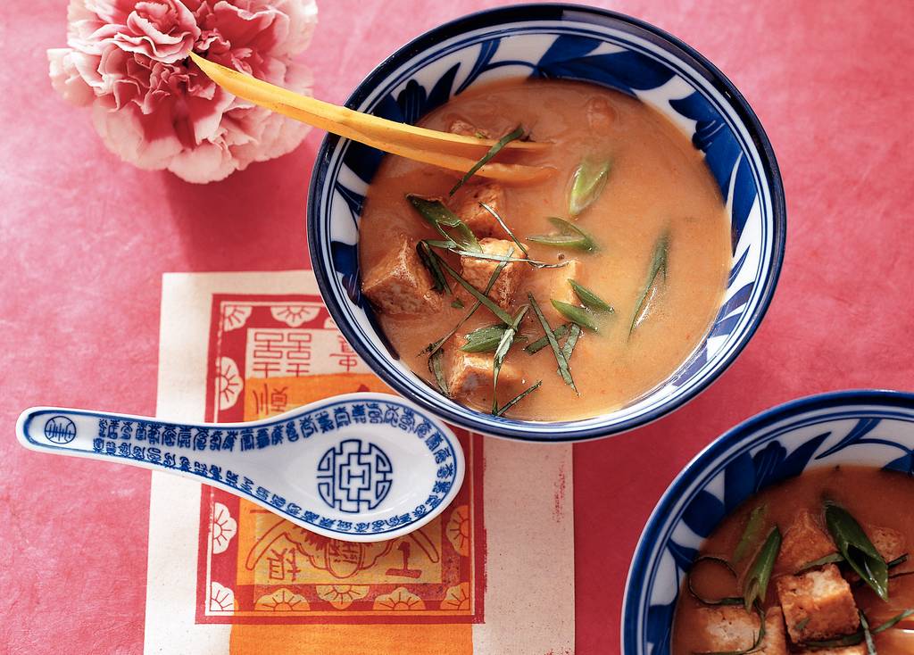 Thaise bouillon met paddenstoelen en tofu recept Allerhande Albert