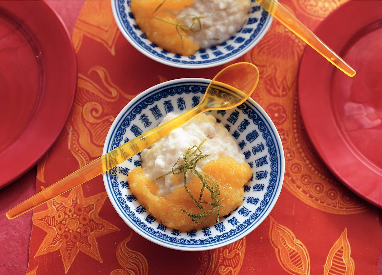 Kokosrijst met mangopuree