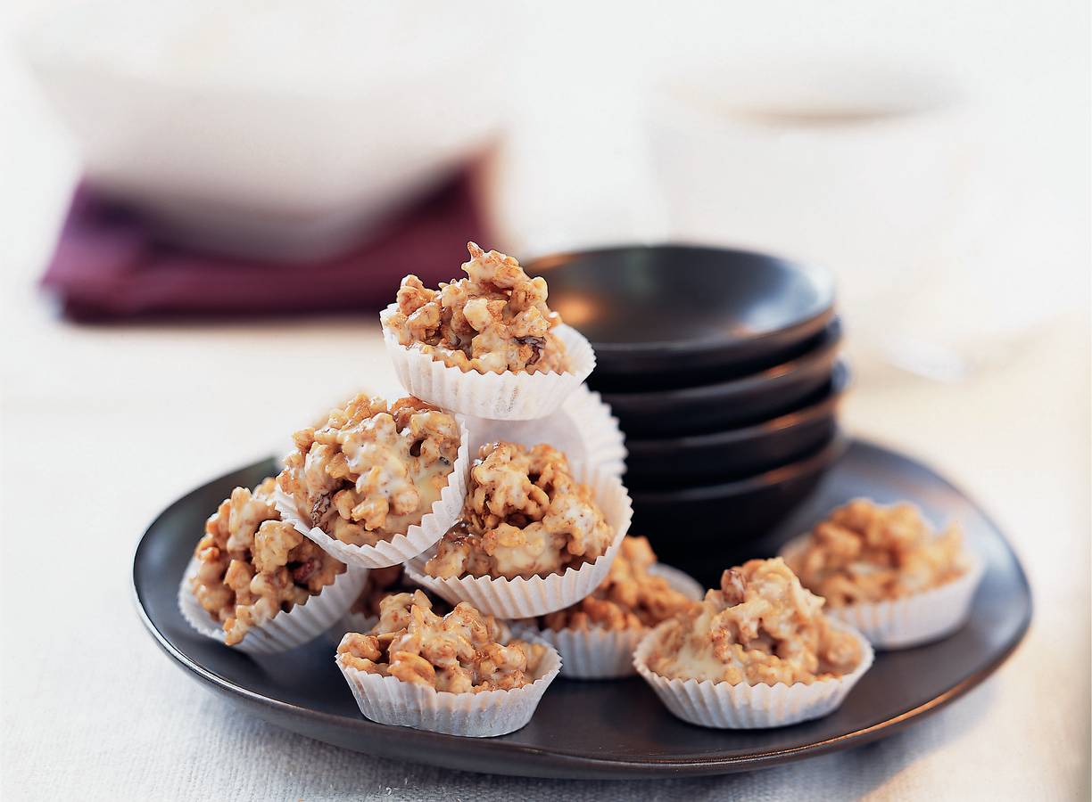 Mueslirotsjes met witte chocolade