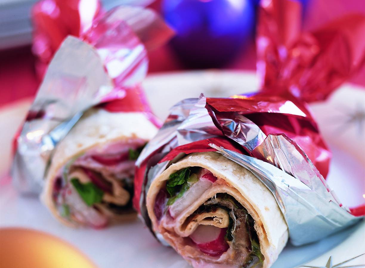 Wrap met gerookte ham en cranberryroom