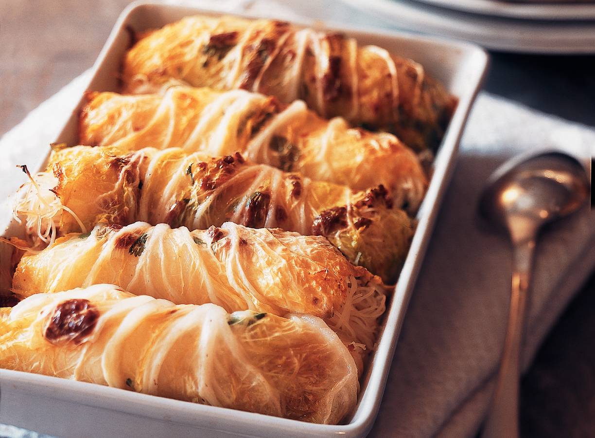 Gevulde koolrolletjes met pittige mihoen
