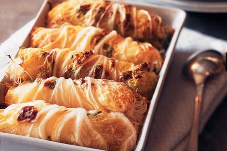 Gevulde koolrolletjes met pittige mihoen