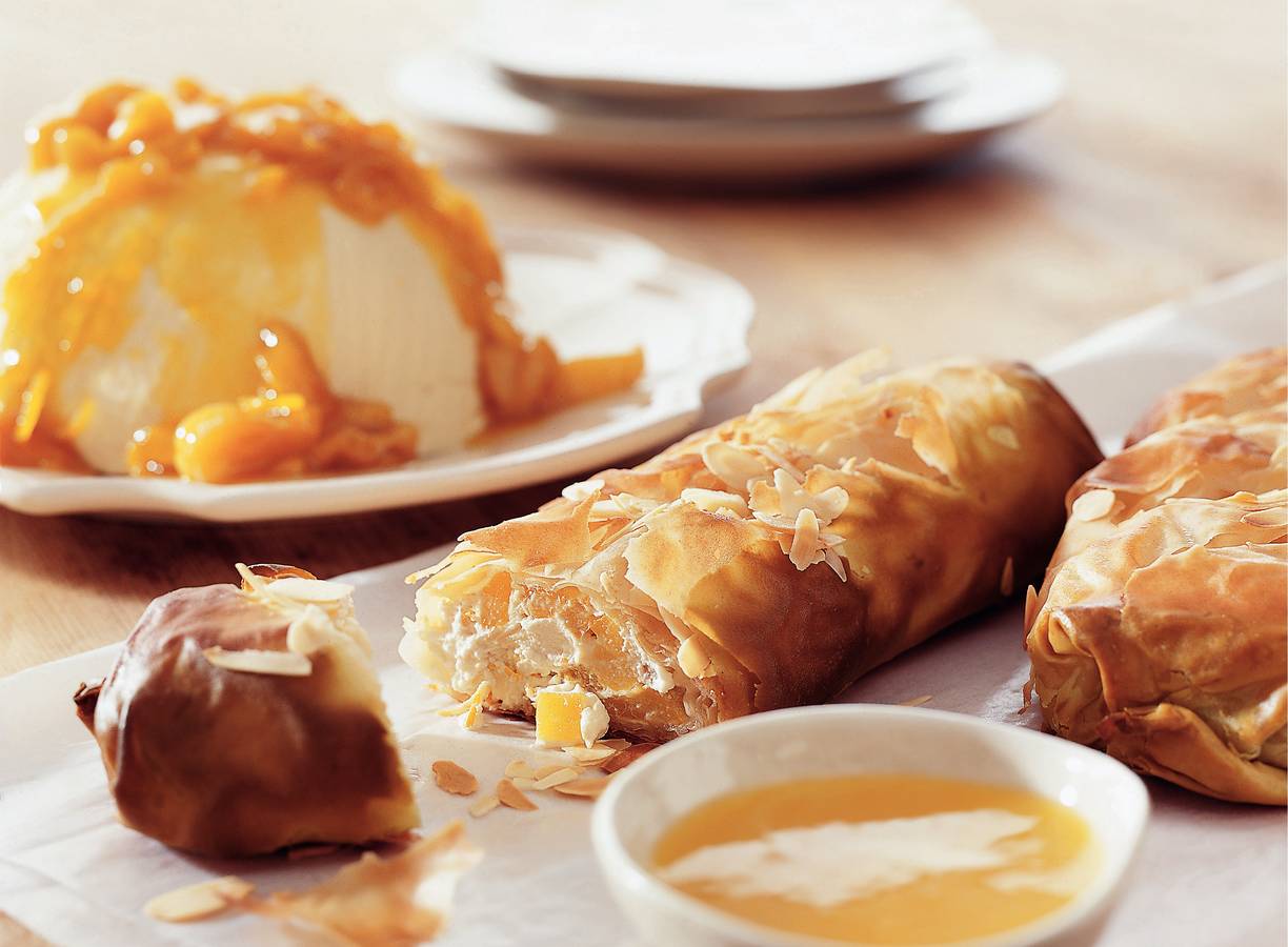 Ricottastrudels en mango