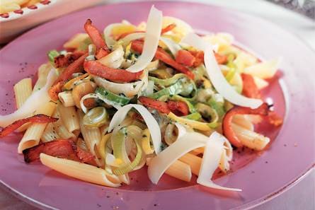 Penne met prei-baconroomsaus