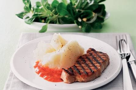 Gegrilde varkensfilet met aardappel-koolrabipuree