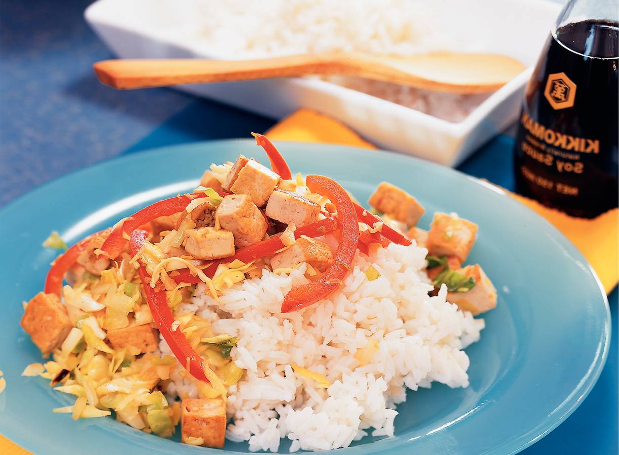Pandanrijst met tofu en groenten