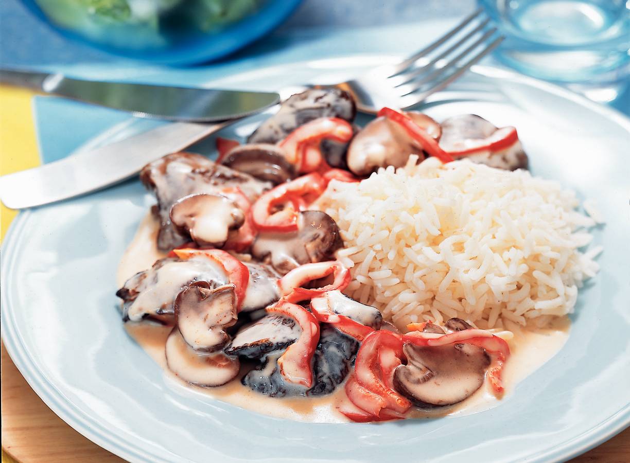 Kippenlevertjes in stroganoffsaus