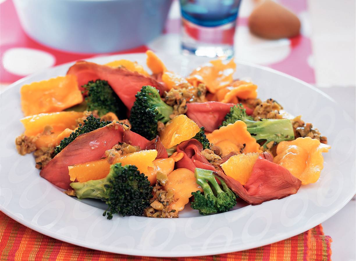 Ravioli met rosbief en sinaasappel